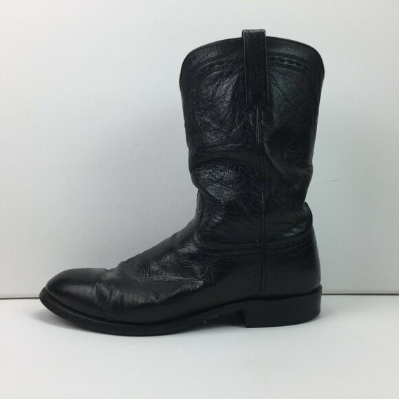 Mens Black Leather Western Cowboy Boots  Vibram Sole T0076G2 10K2E 93035 - Picture 9 of 11